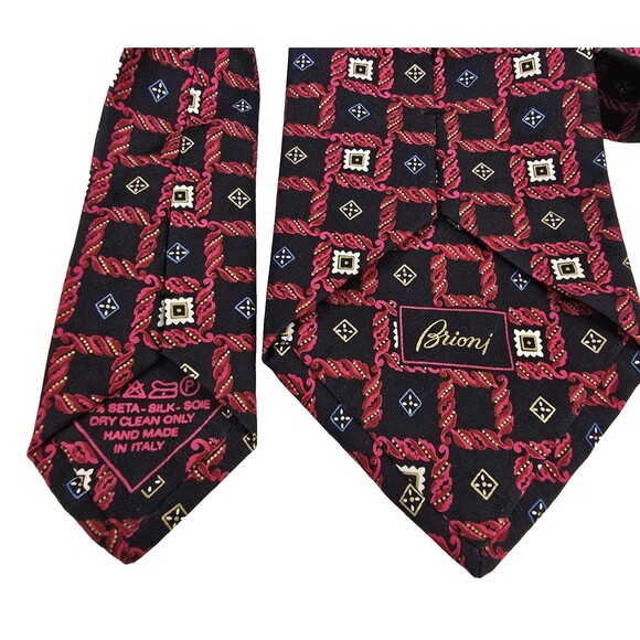 Brioni Necktie Mens Silk Geometric Pattern Tie Made In Italy Neiman Marcus New - Picture 12 of 16